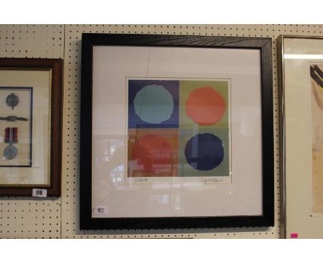 Roy Speltz B.1948 American Pop Artist print entitled Orbit. 30 x 30cm 