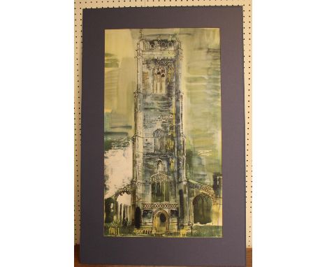 John Piper (1903 ? 1992). Print of a East Anglian Church mounted and framed 