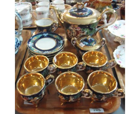 Fifteen piece Capodimonte relief figural and gilded tea service. (B.P. 24% incl. VAT) 