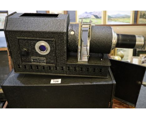 Crackle enamelled magic lantern projector in original metal box. (B.P. 24% incl. VAT) 