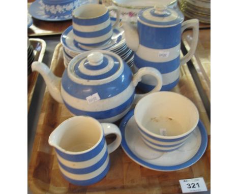 Tray of T.G. Green Cornish kitchenware items to include; bullet shaped teapot, water jug, milk jug, sucrier, side plates etc.