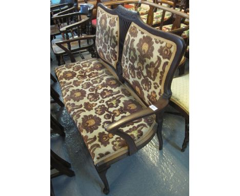 Edwardian mahogany foliate upholstered two seater parlour sofa. (B.P. 24% incl. VAT)