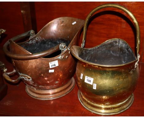 Two brass helmet shaped coal scuttles. (2)(B.P. 24% incl. VAT)