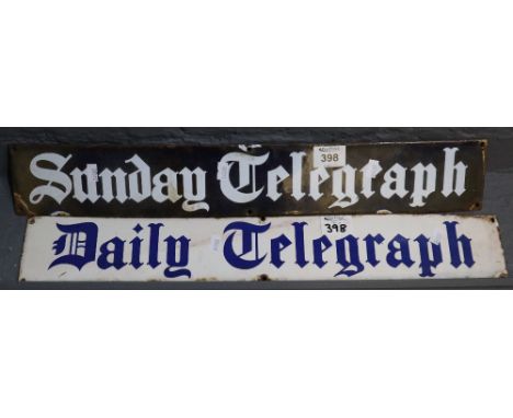 Two similar Newsagents enamel metal signs, Sunday Telegraph and Daily Telegraph. Single sided, 57 x 9cm approx. (2) (B.P. 24%