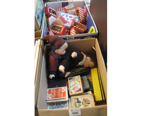 Box of Marx toys, Walt Disney's babes in toyland soldier, together with another box of oddments including; Woodbine dominoes,