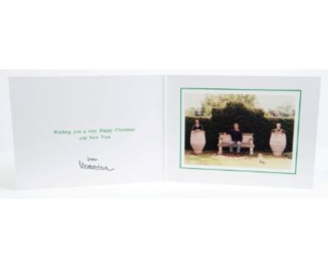 HRH The Prince of Wales - signed 1995 Christmas card sent to his bodyguard 'from Charles', with Prince of Wales gilt embossed