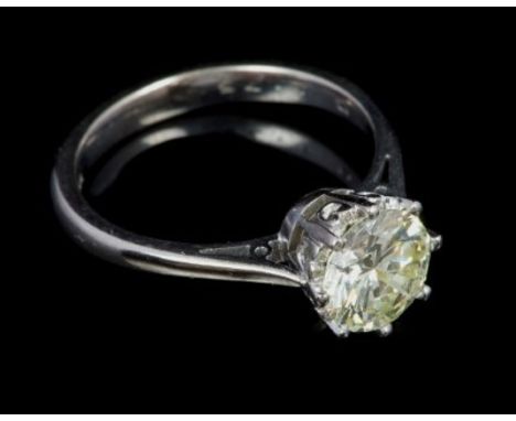 Diamond single stone ring with a brilliant cut diamond estimated to weigh approximately 1.75 carats, in eight claw setting on