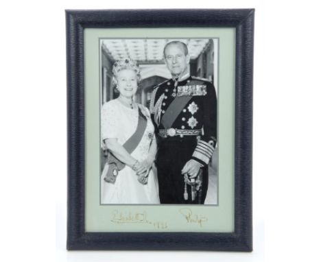 HM Queen Elizabeth II and HRH The Duke of Edinburgh - fine signed Royal Presentation black and white portrait photograph of T