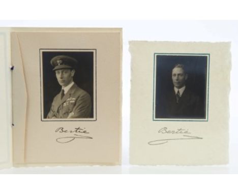 HRH The Duke of York (later HM King George VI), two 1920s signed family portrait photograph cards of The Prince in RAF unifor