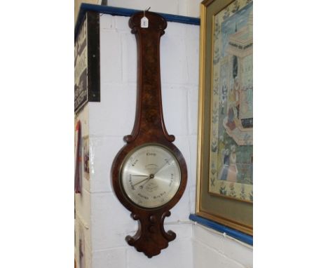 Unusual 19th century wheel barometer with ten inch silvered dial with main pointer and subsidiary brass pointers for Yesterda