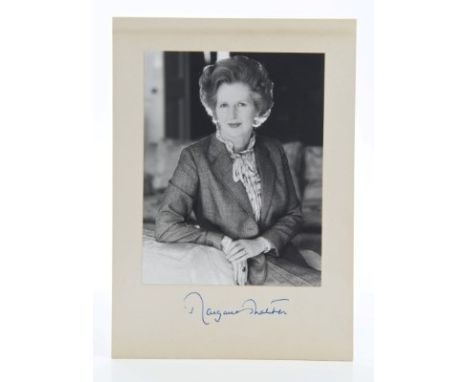 The Right Honourable Margaret Thatcher, MP - signed Presentation black and white portrait photograph of the Prime Minister se