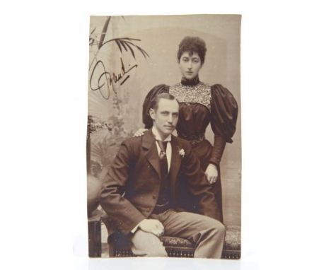 HRH Princess Charles of Denmark (sister of King George) - signed portrait photograph of The Princess and her husband, signed 