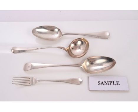 Selection of Georgian silver Old English, fiddle and Hanoverian pattern flatware with engraved armorial crests (various dates
