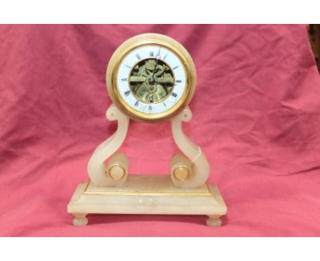 19th century mantel clock with French timepiece movement signed - Chappement Brevete, front to rear swinging pendulum in the 