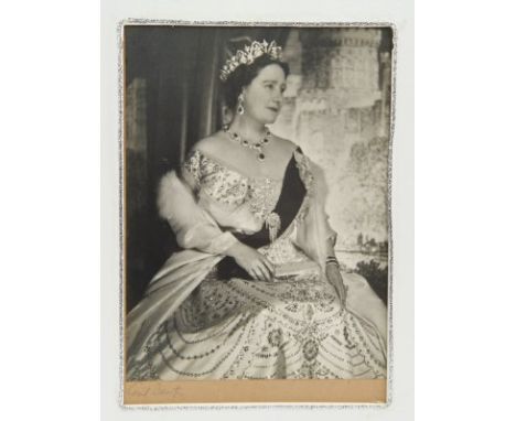 HM Queen Elizabeth The Queen Mother - black and white portrait photograph taken by Cecil Beaton in May 1953 - The Queen Mothe