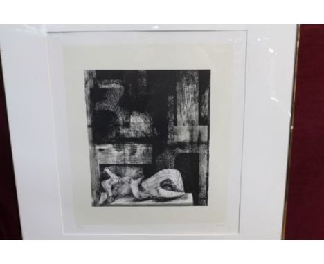 *Henry Moore (1898 - 1986), signed limited edition lithograph - reclining figure, numbered 24 / 50, in metal frame, 37cm x 32