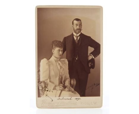 TRH The Duke and Duchess of York (late TM King George V and Queen Mary) fine signed wedding year family presentation portrait