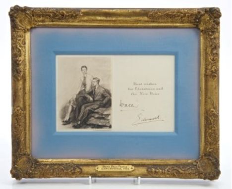 HRH The Duke and Duchess of Windsor - rare 1930s signed Christmas card, possibly the first of their life in exile following h