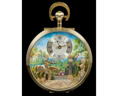 Charles Reuge Sainte-Croix musical automaton 'Romance' erotic pocket watch, the fine musical and automaton button-wind moveme