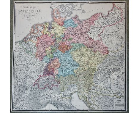 GERMANY -- "POLITISCHE UEBERSICHT von Deutschland von J. v. Stülpnagel". Gotha, J. Perthes, n.d. (c. 1860?). Large cold. lith