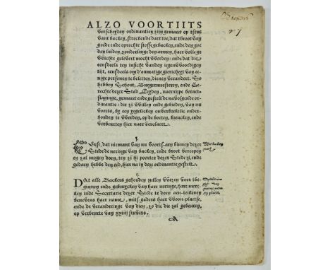 LEIDEN -- RAADHUISPERS -- ALZO VOORTIITS verscheyden ordinantien zijn gemaect op t stuc vant backen, streckende daer toe, dat