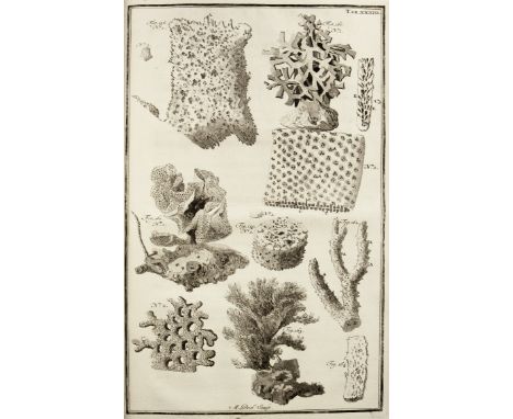 MARSIGLI, L.F. Natuurkundige beschryving der zeën. The Hague, by de Compagnie, 1786. (6), xxvi, 216 pp. W. engr. front., 12 (