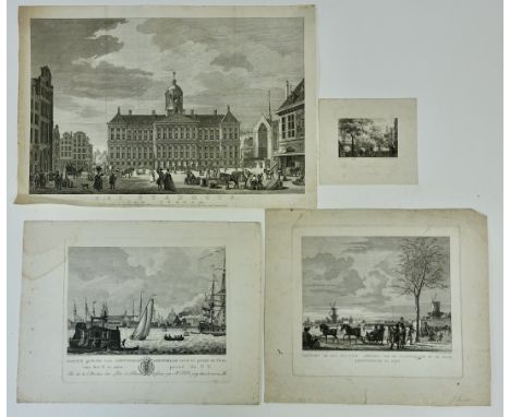 LOW COUNTRIES -- AMSTERDAM -- "HET STADHUIS, van vooren". N.d. (2nd h. 18th c.). Engr. view of the town hall by Fr. de Bakker