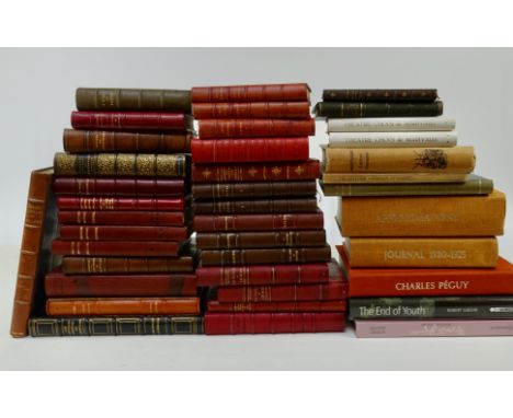 COLLECTION of French literary works. 40 vols. Dif. sizes. Cont. full- &amp; hcf. binds. for the greater part (32) w. dec. gil
