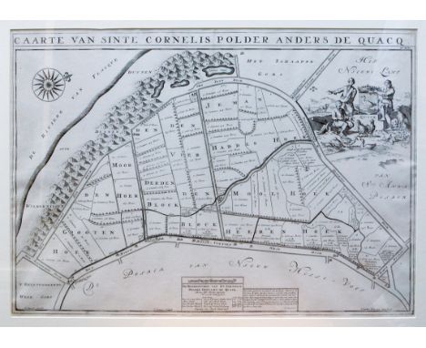 LOW COUNTRIES -- ZEELAND -- "CAARTE van Sinte Cornelis Polder anders de Quacq". (Amst., 1701). Plain etched map by J. Luyken 