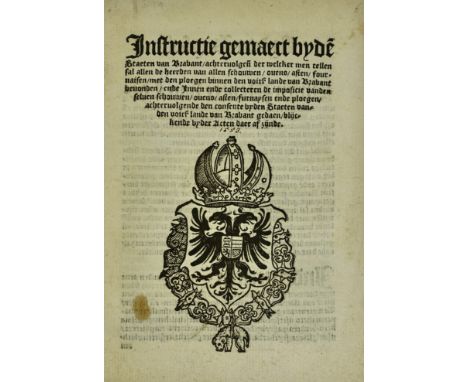 BRABANT -- TAXES -- INSTRUCTIE gemaect byden Staeten van Brabant, achtervolgende der welcker men tellen sal allen de heerden 