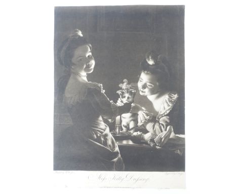 MEZZOTINTS -- "MISS KITTY DRESSING". Lond., Watson &amp; Dickinson, 1781. Mezzotint by J. Watson after a painting by R. Wrigh