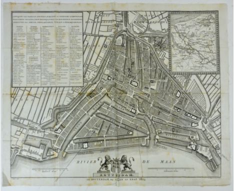 LOW COUNTRIES -- ROTTERDAM -- "ROTTERDAM". Rott., Arbon &amp; Krap, 1824. Engr. plan of the city by D. Sluyter and C. v. Baar