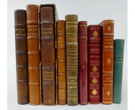 PERRAULT, Ch. Contes. (1928). W. beautiful cold. ill. by J. Hamman. Sm-4°. Cont. brown h. mor. w. owrps. bound up. -- R. de G