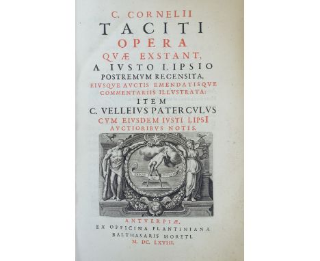 AMSTERDAM -- TACITUS. Opera quae exstant, a J. Lipsio postremum rec., eiusque auctis emend. comm. illustr.: item C. Velleius 