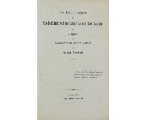VOC -- NACHOD, O. Die Beziehungen der Niederländischen Ostindischen Kompagnie zu Japan im 17. Jh. Lpz., R. Friese Sep.-Cto., 