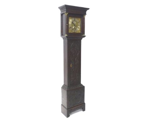 John Boot Sutton in Ashfield, A longcase clock, the later carved oak case, decorated overall with scrolls, arches etc., the s