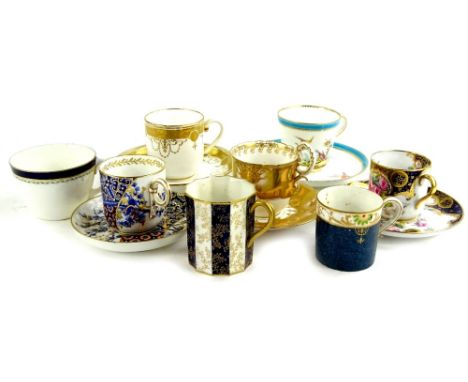 A collection of decorative cups and saucers, to include Royal Worcester, Spode etc.