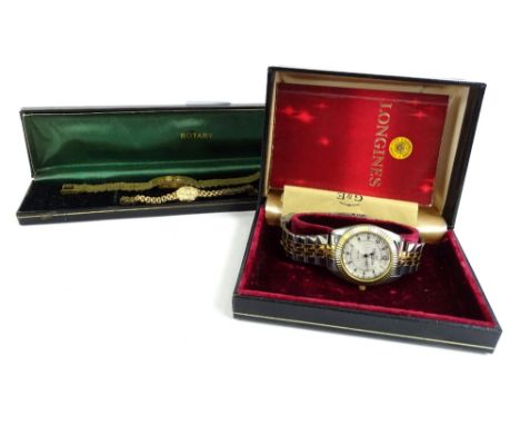 Three modern wristwatches, to include an Everite rolled gold ladies wristwatch, a Rotary gold plated ladies wristwatch, boxed