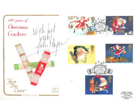  John Major 1997 150 Years of Christmas Crackers Cotswold first day cover with full set of Christmas stamps and Bethlehem pos