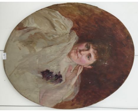 Follower of John Singer Sargent (1856-1925): Portrait of a lady, oil on canvas, 76 x 62 cm