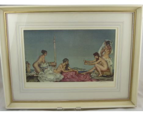 A Limited Edition Russell Flint Print, entitled "The Silver Mirror", approx 63 x 45 cms, framed and glazed.