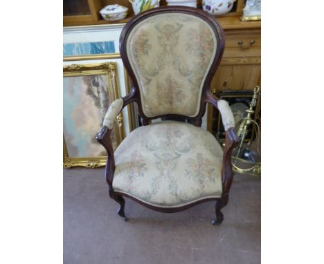 A Victorian Balloon Back Chair together with a Victorian Style Pine Chain (2)