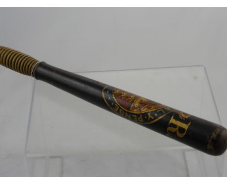 A Victorian Police Truncheon, emblazoned with gild VR and Royal Coat of Arms. 