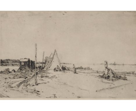 Leonard Russell Squirrell, pencil signed etching, "Quiet noon, Southwold, 1920", 19cm x 31cm N.B. lent for 1993 Centenary exh