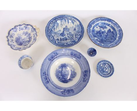 Various 19th Century and later Spode blue and white transfer decorated china, some AF, (7)
