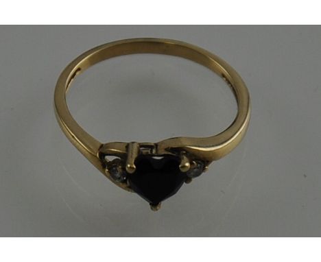 A 10ct gold sapphire & diamond ring