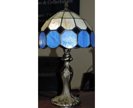 A small Tiffany style lamp with leaded glazed shade