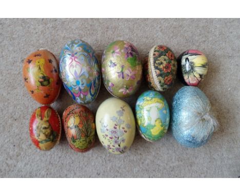 A collection of ten vintage easter eggs.