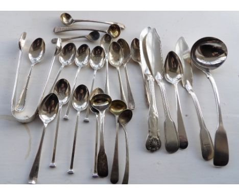 Quantity silver cutlery items inc. ladle forks, spoons etc. 24 items 15ozt