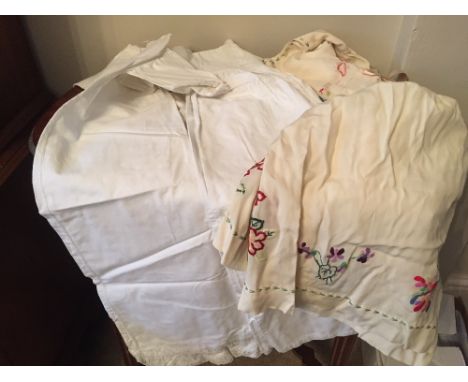 Three vintage baby gowns and 1 child's dress